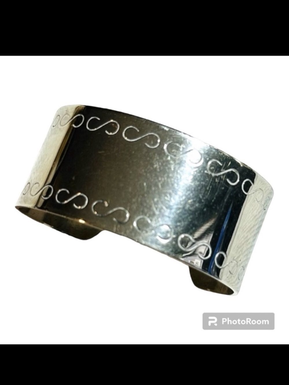 Silver tone etched cuff bracelet chunky wide Women’s costume jewelry